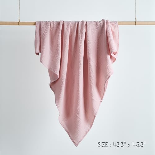 Image of Meracorallo Muslin Swaddle Blanket, 100% Cotton Receiving Blanket Soft and Breathable Swaddle Wrap for Baby Boys and Girls, Pink