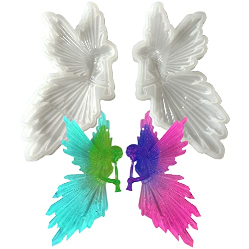 2Pcs Angel Fairy Resin Epoxy Mold Girls Playing Flute Silicone Mold for DIY