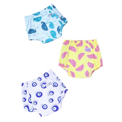Image of SNUGKINS Padded Underwear for Big Kids | 3 Layer Leak-Proof Cotton Potty Training Pants | Reusable, Washable & Absorbent Training Underwear | Ages 5-6 Years (Pack-3)