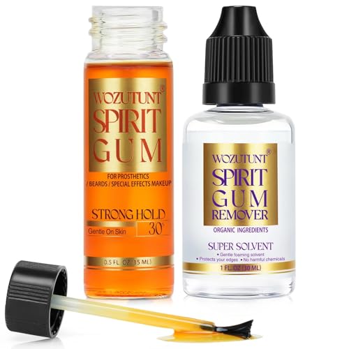 Spirit Gum Adhesive and Remover Kit - 15ml Professional Cosmetic Glue for Face, Skin, Body & SFX...