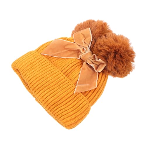 Knitted Hat for Kids Soft Acrylic Material Warm Winter Beanie Cute Children’s Knit Cap Yellow