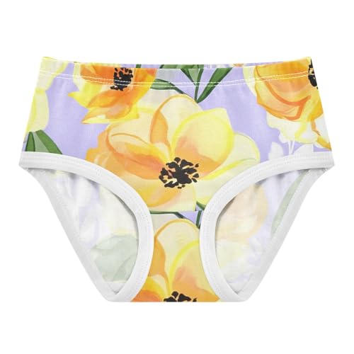 Yellow Orange Floral Purple Panties Little Girl Girls Underwear Toddlers Cotton Funny Kids Briefs Undies 2t