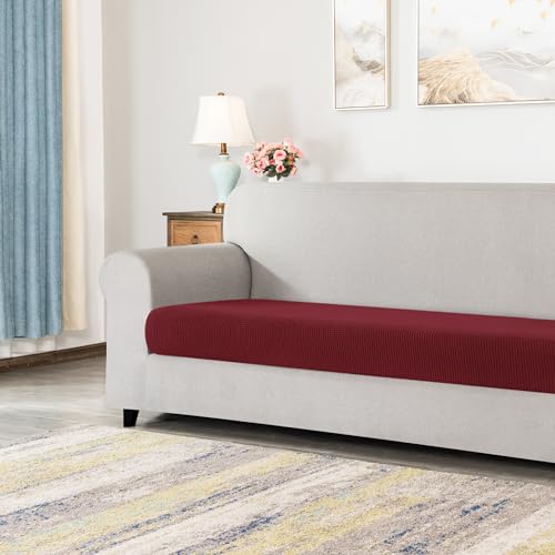 Image of Chunyi Jacquard Polyester Spandex Cushion Slipcover (Sofa Cushion, Wine)