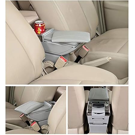 Amazon ホンダ フィット Ge6 Ge7 Ge8 Ge9 アームレスト コンソールボックス 純正ホルダー対応 社外品 ブラックカスタムパーツ 小物 収納 トレイ ドリンクホルダー グレー 標準版 外付コンソールボックス 車 バイク