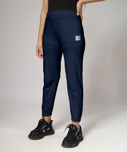 Image of KYDA KIDS Girls Mid Rise 100% Pure Cotton Track Pants | Regular Fit Elastic Waist Casual Wear | Soft Comfortable Kids Trousers (Pack of 2)