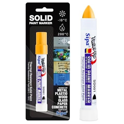 Sipa Permanent Solid Paint Markers, Twist Long-Lasting Paint Pens for Window, Wood,Metal and Glass Marker, 1 Pack (Yellow) Cover
