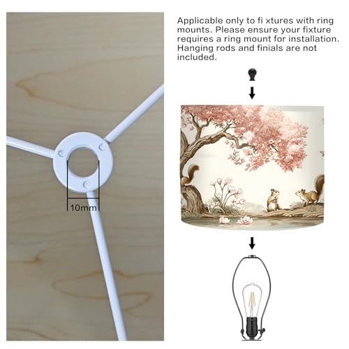 Image of Nuxovilar Lamp Shades Set of 2, 13 inch Top x 13 inch Bottom x 10 inch High (Spider) | Large lamp shades floral tree squirrel design kids room bedroom studio art nook covers (Squirrel)