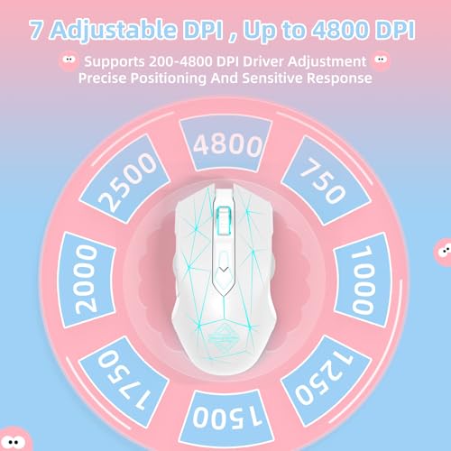 Image of RGB Lightweight Gaming Mouse, Programmable 7 Buttons, Ergonomic LED Backlit USB Gamer Mice Computer Laptop PC, for Windows Mac OS Linux, Pink (Star White)