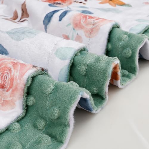 Image of BORITAR Baby Blankets Super Soft Plush Mink Fabric for Girls Boys, Elegant Multicolor Floral Receiving Blankets with Double Layer Dotted Backing for Newborn Toddler, 30 x 40 Inch