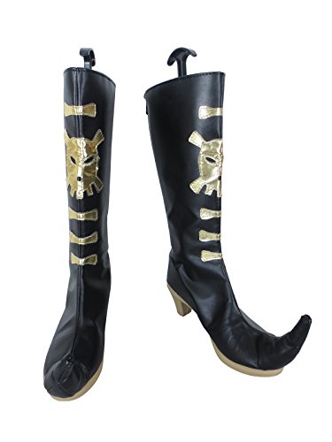 YuanCos Ao No Blue Exorcist Amaimon King of Earth Black Long Cosplay Shoes Boots (Female US 7/EU38)