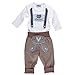 P.Eisenherz Trachten Set für Lausbuben im Geschenkkarton: Baby Body mit langem Arm und Applikation Hosenträger und Baby Jogginghose Lederhosen Look, braun (62)