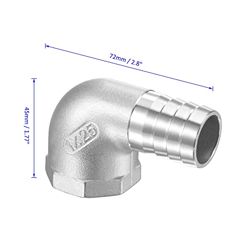 M METERXITY Hose Barb Fittings - 90 Degree Elbow Stainless Steel 25mm Pipe Connector Apply to Water Fuel (1" NPT Female Pipe) - Image 4