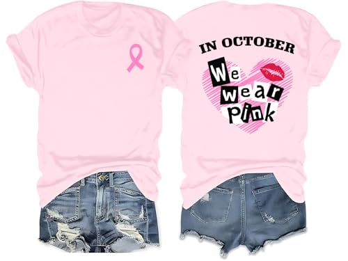 Breast Cancer Shirts for Women Cancer Awareness Shirt Pink Ribbons Tee Tops - image 1