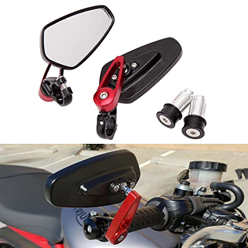 Moto Rétroviseurs Latéraux 7/8'22mm Alliage d'Aluminium Guidon Rétroviseurs pour vélo de Sport Scooter Cruiser(Rouge)