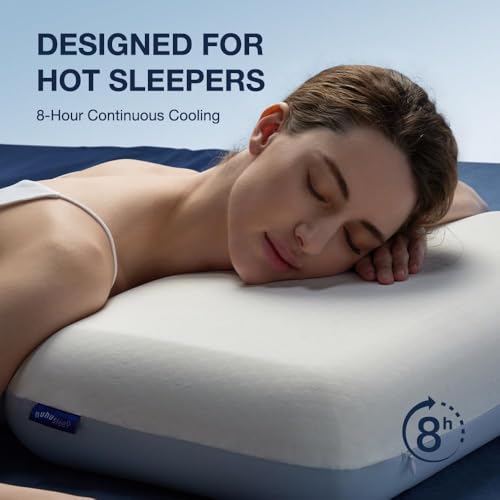Image of Cooling Pillow 5 inchs for Back andd Side Sleeper, Advanced Memory Foam Pillows with Cooler Case but no Firm Layer, 16x24x5 inchs, 2pcs