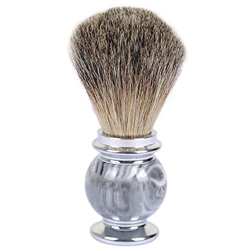 Badger Shaving Brushes, JR Black Badger Brush Hair Knot with Grey Strip Resin Handle Shaving Brushes for Men, Safety Razor, Double Edge Razor, Shaving Razor