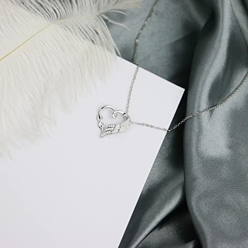 Sereney Sympathy Gifts For Loss Of Mother, 925 Sterling Silver Angel Wing Infinity Love Heart Pendant Necklace As Memorial Bereavement Condolence Remembrance Funeral Gifts For Loss Mom From #TOP7