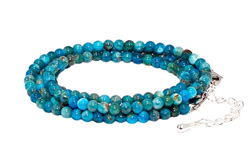 rainbow safety Pulsera Multicapa Collar para Mujer Cuentas de Piedras Naturales Ágata Amazonita Amatista Jaspe Granate BC(Apatita Azul)