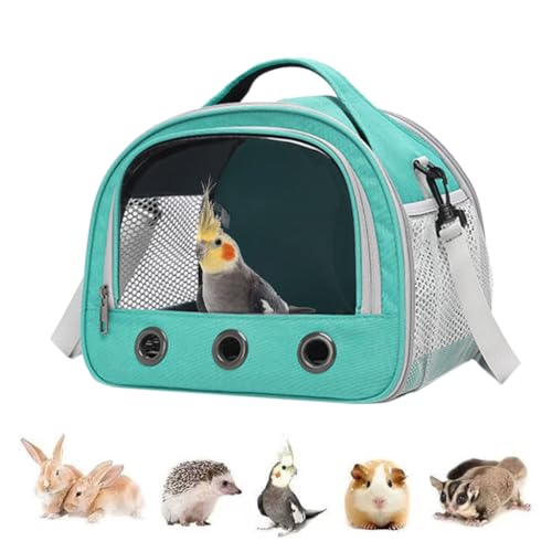 Image of Qpets Small Animal Carrier, Bird Carrier Bag with Shoulder Strap & Handle, Travel Pet Carrier Cage for Small Pet Carrier Bag for Birds, Guinea Pig, Squirrel, Hamster (Recommended weight 3-4KG)