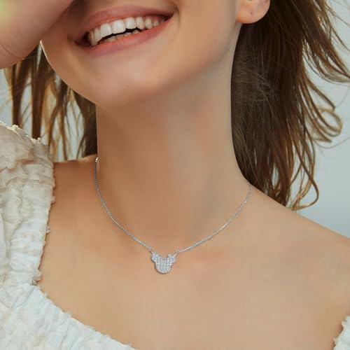 Cute Necklace for Girls Teens Women - Sterling Silver Mouse Pendant Necklace Hypoallergenic Cubic Zirconia Adjustable Dainty Lovely Necklace Fashion Jewelry Adorable Gifts for Christmas Daughter2