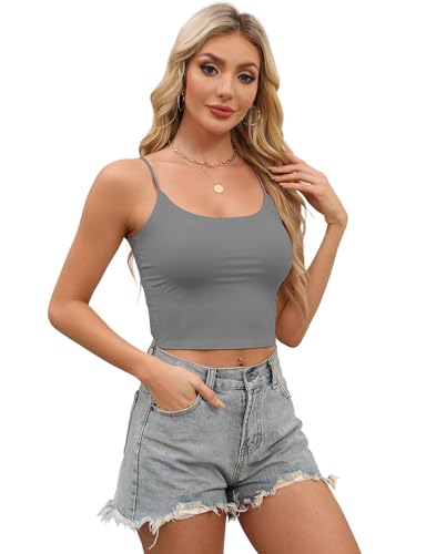 Image of Buauty 2 & 4 Packs Crop Tank Top for Women, Basic Solid Cropped Double Layer Spaghetti Strap Short Sleeveless Camisole