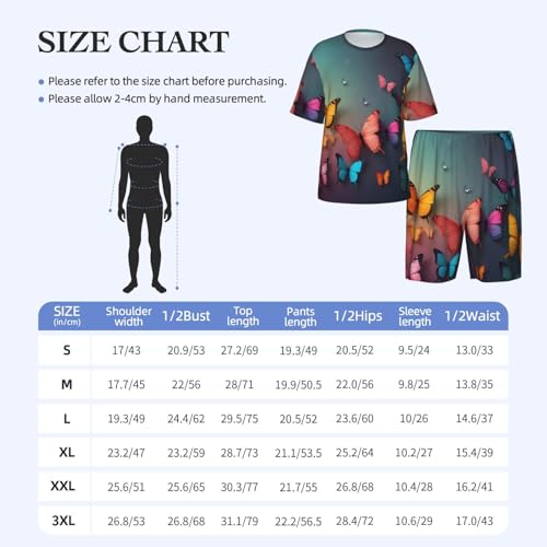 Pyjama doux contre transpiration nocturne ensemble motif papillon fluide
