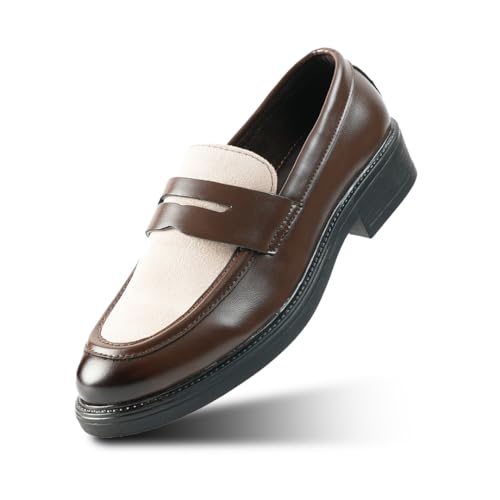 Image of Monkstory Cosmopolitan Contrast Penny Loafers - Brown /Beige
