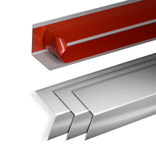 4PCS 48 Metal Corner Protectors Aluminum Self Adhesive Corner Guards Metal Wall Edge Protector Strip Furniture Corner Protectors Edge Trim for Cabinets and Kitchen Islands (Gray 48x1x1)
