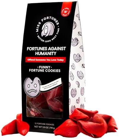 Miss Fortunes, Funny Fortune Cookies, Fortunes Against Humanity, Offend Someone You Love Today! Adult Party Idea with Dark Humor (Bag of 12 Individually Wrapped Cookies)