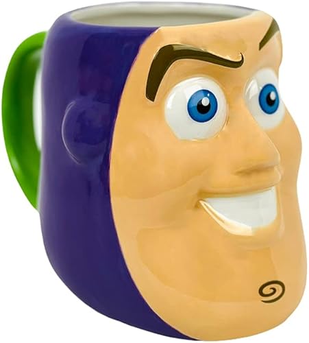 RALME Pixar Toy Story - Taza con cara 3D Buzz Lightyear, extra grande de 20 onzas, taza de té o café de cerámica
