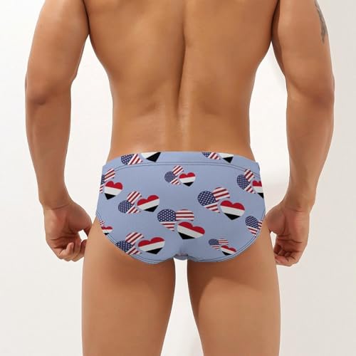Yemen U.S. Flag Mens Swim Briefs Bikini Sexy Low Rise Trunks Swimsuit Bathing Suit Beach2