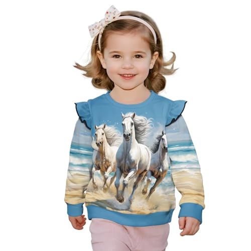 Xhuibop Toddler Girls Ruffle Long Sleeve Shirts SBack to School Clothes Fall Sweatshirts for Outdoor Play