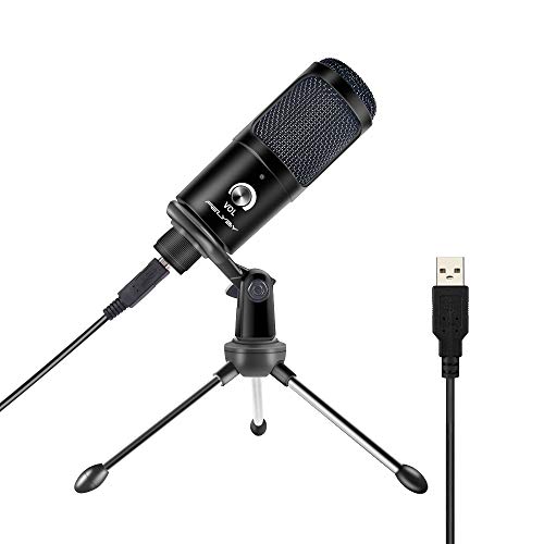 FELYBY USB Computer Microphone, Condenser Recording Microphone, 192KHZ/24Bit Cardioid Studio Mic for YouTube,Singing,Meeting,Gaming, Compatible with PC/Laptop
