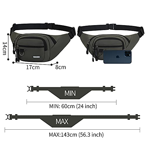 GERIINEER Bumbags Fanny Pack voor dames en heren, waterdichte heuptas met 5 zakken met ritssluiting voor hondenwandelen, wandelen, wandelen, reizen en outdoor-activiteiten - Image 4