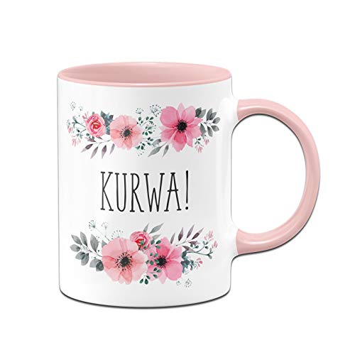 Tassenbrennerei Taza original con texto Kurwa – Taza de café divertida polaca, Polonia – Apto para lavavajillas (rosa)