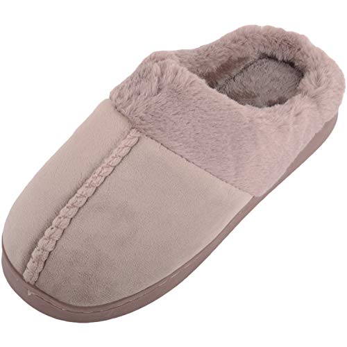 Mules à enfiler en velours femme chausson chaud intérieur fausse fourrure confortable