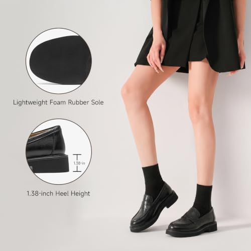 Image of BEAU TODAY Womens Leather Penny Loafers, Slip On Loafer Flats