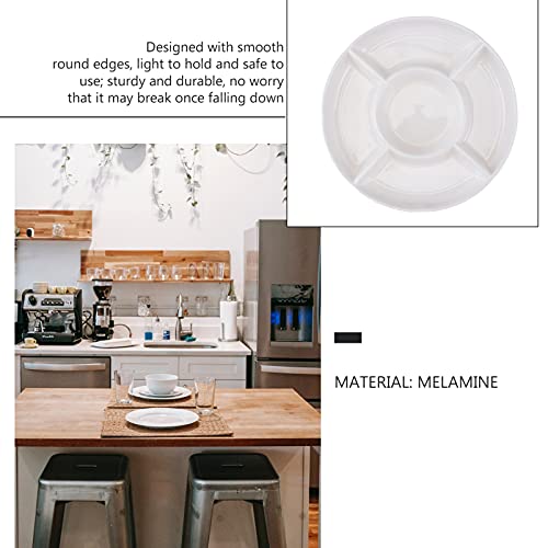 Operitacx Veggie Tray Appetizer Serving Platter Tray 9 Inch Melamine Divided Serving Platter 5 Compartment Snack Dishes For Nut Fruit Veggie Taco And More White Melamine Fruit Plate #TOP3