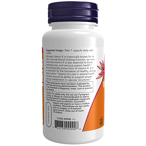 Vitamina K2 100mcg (100 Cápsulas Veganas) Now Foods