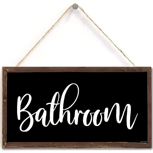 Tomato Fanqie Bathroom Sign In Black 6 Inch By 12 Inch Hanging Wall Art,Cool Decorative Wood Sign Home Or Office Bathroom Door Decor (Us-G091) #TOP4