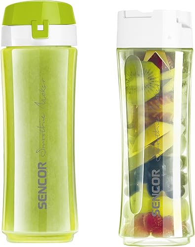 Sencor Ultrakrachtige smoothie-blender, 500 W, 2 Tritan-flessen, 0,6 l en 0,3 l, BPA-vrij, titanium messen, duurzaam, anti-oxidatie, de krachtigste mini-blender, ideale smoothie, soep en meer, groen - Afbeelding 3