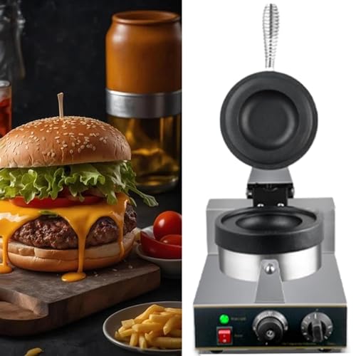 MáQuina para Hacer Gofres de Hamburguesas EléCtrica de 1200 W, Gofrera para Helados para Cocina Casera con Platos Antiadherentes, Control de Temperatura de 50~300 ℃