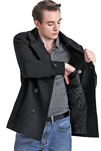 Landing Leathers Men Navy Wool Blend Double Breasted Walking Pea Coat (Also available in Big and Tall)4
