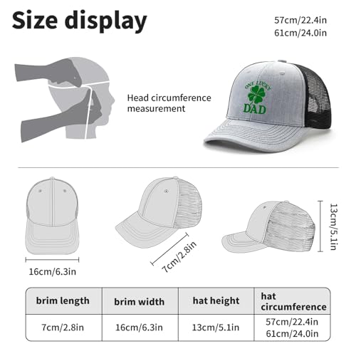 One Lucky Dad Leaf Dad St Patrick's Day Cute Hats for Men's Light Weight Youthr Trucker Cap4