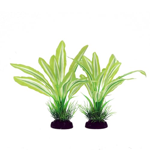 Image of Silk Aquarium Plants for Betta Fish Tank, Green-Yellow, 8 Inch | 2 Pieces, Aquatic Water Grass Decoration