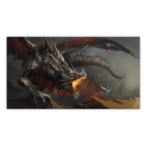 Image of Forged Dice Co. Dice Tray 14 inch - Reversible Dice Rolling Mat - Compatible with Board Games and Tabletop RPGs Like Dungeons and Dragons Pathfinder Roleplaying Games - Dragon Battle