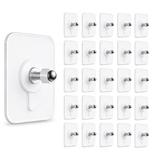 Image of CERLINK Self Adhesive Screw Hooks for Hanging Heavy Items | Heavy Duty Wall Hooks Without Drilling | Strong Sticker Hooks for Clothes, Towels & Home Organization | Nail Free Wall Mounted Hooks-Pack25