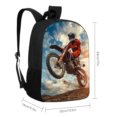 Unisex Motorcycle Backpack Motocross Sport Vehicle School Bag Motorcycle Rider Driving on The Mountains Shoulders Backpack Travel Daypacks for Women Men Teens Kids, 17 Inch3