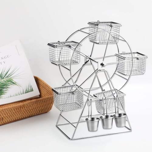 Soporte giratorio de acero inoxidable con 5 cestas para cupcakes y alimentos 8