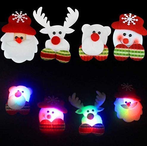 Gwill 8 Pack Christmas LED Flashing Light Up Snowman Brooch Santa Claus Badges Pins Xmas Gift